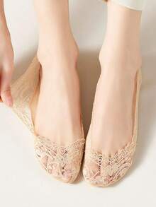 chuanwa（2） 1/5/10 Đôi tất nữ mùa hè mỏng ren kiểu thuyền, thoáng khí, chống trượt bằng silicon, mềm mại, thoải mái, thân thiện với da, thời trang, đa năng. - Nhiều màu - Xem 4