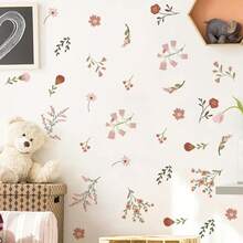 1pc Countryside Floral Wall Sticker, Fresh Leaf Combination, Self-Adhesive Easy To Apply, Decorates Wall With Gentle, Healing Ambience - Multicolor - View 4