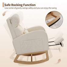 Huisuilinss Nursery Rocking Chair With/Without Footrest,Modern Glider Rocking Chair With Side Pockets And Pillow,Accent Armchair,Nursery Chair For Living Room Bedroom Nursing Room - Beige Lambswool With Footrest - View 4