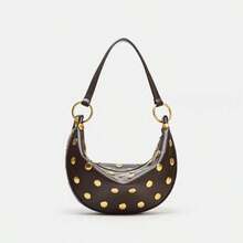 Vintage Nieten Tasche Nischen Design Kleine Achseltasche Punk Schwerlast Schultertasche Mit Nieten Umhängetasche Für Frauen - Braun - Übersicht 7