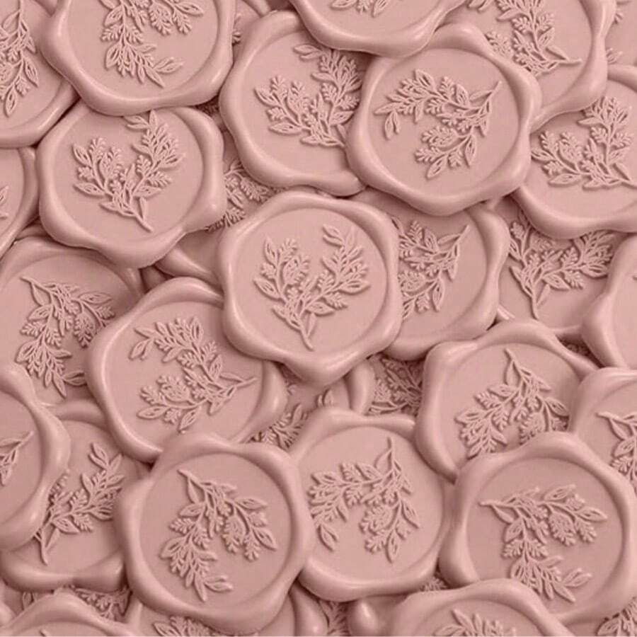 5/10/20pcs Eucalyptus Pattern Self-Adhesive Wax Seal Stickers, Rosemary Envelope Wax Seal Stickers, Retro Embossed Wedding Invitation Envelope Stickers Wax Seal Stickers, Envelope Stickers, Envelope Seal Self-Adhesive Gold Stickers For Thanksgiving Cards/Gift Packaging/Wedding Engagement Party Invitations, Wedding Parties, Birthdays, Valentine's Day Envelope Stickers - one-size - View 1
