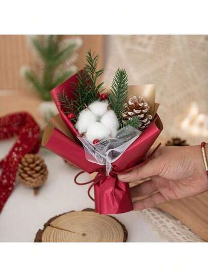 2 bó (Đỏ + Xanh) Giáng Sinh Mini, Quà Tặng Giáng Sinh Nhỏ, Bó Hoa Quả Thông Bằng Bông, Thích Hợp Cho Đám Cưới, Lễ Đính Hôn, Tiệc Tùng, Quà Kỷ Niệm và Ngày Valentine