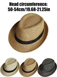 1顶春夏沙滩遮阳帽，男童防晒帽，女士可折叠软檐旅行便携巴拿马德比宽檐草帽，遮阳帽，尺寸50-54厘米 - 1PC - 查看 6