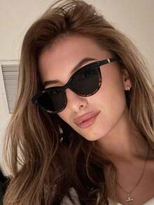 1 pieza Gafas de mujer con montura de policarbonato de ojo de gato con estampado de leopardo negro, vintage y de moda personalizado, para uso al aire libre, viajes, festivales y fiestas, con estuche - Multicolor - Ver 6