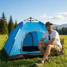 Instant Pop-Up Camping Tent / Outdoor Automatic Tent / Beach Sun Shelter / Hiking Backpacking Tent / Fishing Picnic Tent / Portable Folding Car Camping Tent / 2 Sizes Available / Random Color / Multi-Person Camping Tent - Multicolor - View 4