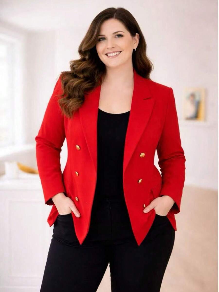 Plus Size Max Blazer. Tailored Fabric. Sizes G1, G2, G3. - Red - View 1