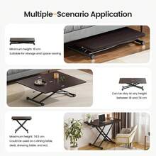 Extendable And Extendable Table, Functional Coffee Table For Kitchen, Dining Room, Living Room, Desk, Suitable For Dining Room With Small Space, Living Room, Kitchen, Study - Dark Walnut - View 5