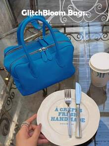 2026 New Arrival Soft Candy Shoulder Bag, Unique Design Pink Crossbody Bag, Versatile Small Square Bag For Women, Street Fashion, Party/Gift (No Accessories Included) - Blue - View 5