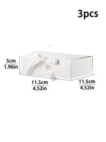3pcs Bow-Tie Gift Boxes, Small Paper Gift Box, Large White Gift Box With Ribbon, White Paper Gift Box, For Birthday, Handmade, Party, Dessert, Baking Packaging, Pastry Packaging, Souvenirs, Gift Wrapping, Bakery Business - Small - View 15