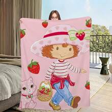 S-Strawberry Pink Shortcake Throw Camping Chair Picnic Blanket Fluffy Plaid Blankets For Decorative Sofa Portable King Lid Downy (6) - Như hình ảnh cho thấy - Xem 17