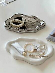 1 pieza Bandeja de almacenamiento con forma de nube elegante,Bandeja con forma de nube asimétrica,Bandeja de almacenamiento de joyas estilo nórdico,Bandeja organizadora de resina decorativa para joyas,Bandeja de resina ABS de plástico,Soporte elegante para collares, pulseras y aretes, - Multicolor - Ver 2