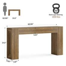 Tribesigns 160 Cm Entryway Console Table, Narrow Long Sofa Table Behind Couch For Living Room, Hallway, Entrance, Foyer - Brown - View 6