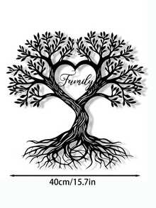 1pc Metal Silhouette Wall Decor - Tree Of Life Heart Shape, Home Wall Hanging Decoration, Bedroom Wall Art Sculpture - One Size Fits All - View 11