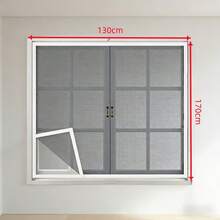 1pc Double-Sided Self-Adhesive Invisible Mosquito Net, Polyester Window Screen, No Drilling Required, Easy Installation, Transparent Mesh For Home Use - White-edged Gray Mesh - View 26