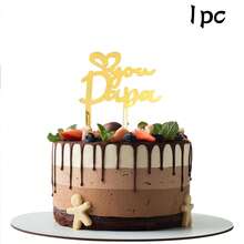3pcs/1pc Gold & Black Acrylic "Papá" Happy Father's Day Cake Topper, Suitable For Father's Day Birthday Theme Party DIY Cake Decorations - Multicolor - View 27