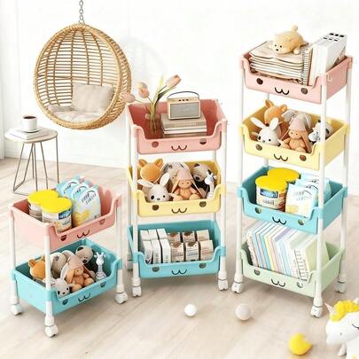 Multi Layer Storage Rack, Multi-Layer Storage Cart, Wheeled Mobile Storage Rack, 5 Layers, Suitable For Book Storage Racks In Living Rooms, Bedrooms/Dormitories, And Practical Carts