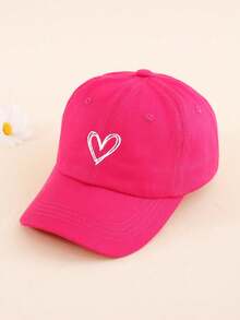1 pieza Gorra de béisbol para niñas con bordado de corazón lindo, ajustable, transpirable, con protección solar, adecuada para primavera/verano, uso al aire libre, playa, uso diario - Amar - Ver 10