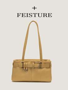 1pc FEISTURE Spring/Summer New Bright Yellow Buckle Fashionable Women's Underarm Shoulder Bag, Suitable For Daily Outings, Dates, And Commuting - Yellow - View 7