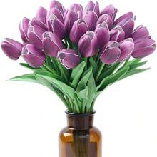 Bó hoa tulip giả màu tím nhạt, trang trí nhà cửa/văn phòng/đám cưới/lễ hội. - Màu tím hoa cà - Xem 3