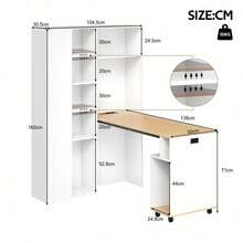 Home Office Desks - White + MDF+Left - View 5