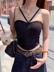 Áo lót nữ kiểu camisole không lưng mới năm 2026, dây mảnh, chống hở hang, màu đen, đồ lót. - màu đen - Xem 2