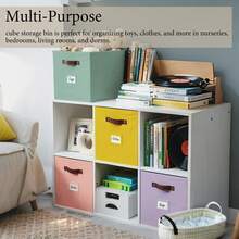 3/4/6pcs Foldable Cube Storage Bin, Clothes Orgainzer,Labeled Storage Cub,Es Toy Storage Box, Shelves Baskets For Kallax Linen Closet Organizers (Cube Size 10.5x11") - 彩色 - 查看 7
