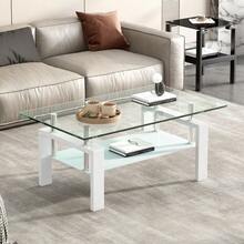 Coffee Table In Clear Tempered Glass, Tea Table For Living Room - White - View 4