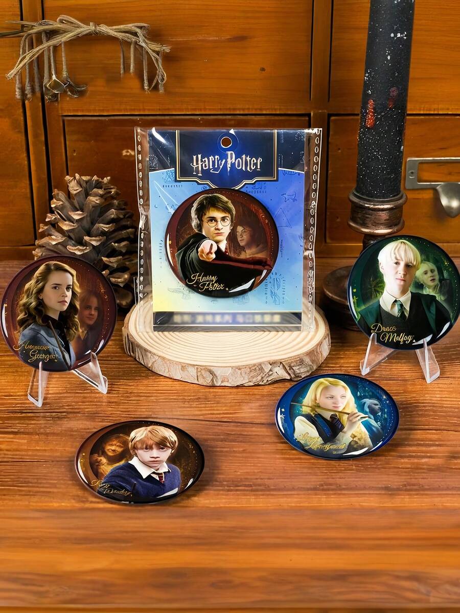 Harry Potter 1Pc Fantasy Series Badges, Magic Wizard Characteristics Badges, Harry Ron Hermione Malfoy Luna Figures From Movie Metal Badge For Clothes, Bags Decorative Accessories, Office Worker, School Supplies, Fan Merch, Teens Halloween Christmas Gifts, Back To School [Officially Licensed] - View 1