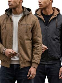 Men's Suede Jacket, Warm Lined Coat For Intense Cold Winters, Lined With Pockets - Rỉ Nâu - Xem 1
