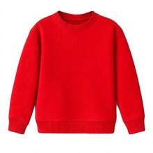 Girls' Crew Neck Sweatshirt, 100% Cotton, Rosary Sunflower Design, For Casual Wear - 紅色 - 查看 2