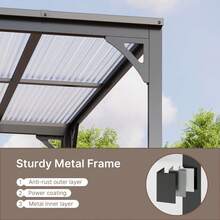 10x14FT Outdoor Lean Metal Gazebo, Asofer Hardtop Wall Mounted Gazebo With Metal Sloping Roof, For Backyard, Deck, Patio,Porch - Grey - View 6
