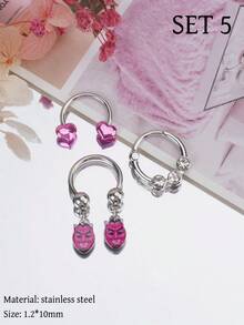 Morlyda Bộ 3 chiếc khuyên mũi dễ thương 16G màu hồng, trang sức septum hình móng ngựa ombre, hình bướm, trái tim, nơ, trăng, rắn, giọt nước, khuyên septum liền mạch, trang sức xỏ khuyên môi, khuyên septum giả ngọc trai, khuyên septum dạng bấm và tạ hình móng ngựa, khuyên septum dạng vòng có khớp nối, khuyên helix, rook, tragus, daith, sụn tai, khuyên mũi septum bằng thép không gỉ, trang sức xỏ khuyên dạng vòng, khuyên mũi dáng dài cho nữ 10mm, thích hợp cho tiệc tùng, hẹn hò, đeo hàng ngày, đi chơi đêm, tụ họp xã hội. - Hồng - Xem 11