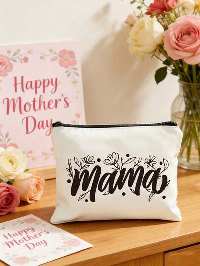 Túi đựng mỹ phẩm chủ đề Ngày của Mẹ, Túi đựng đồ trang điểm cho mẹ, Chữ 'Mama' với họa tiết hoa, Quà tặng cho mẹ, Đa chức năng dùng khi đi du lịch/cất giữ hoặc sử dụng hàng ngày, Túi đựng mỹ phẩm du lịch dung tích lớn dành cho nữ, Túi đựng đồ tự làm, Túi đựng đồ gấp gọn di động, Thích hợp để đựng mỹ phẩm cá nhân khi đi du lịch, Túi nhỏ đựng đồ vệ sinh cá nhân khi đi du lịch