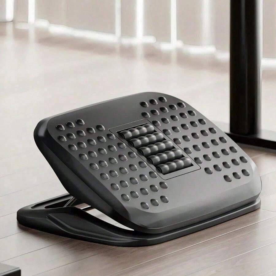 Reposapiés Ergonómico Negro con Rodillos de Masaje | Ajustable, Ideal para Oficina o Gaming - Negro01 - Ver 1