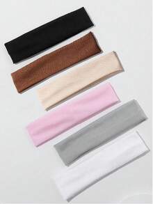 Bộ 6 chiếc/1 chiếc Băng đô thể thao yoga co giãn, Băng đô turban, Băng thấm mồ hôi, Phụ kiện tóc mùa thu đông cho nữ, Khăn choàng thanh lịch, Khăn bandana mềm mại cho nữ, Trang phục mùa hè. - Nhiều màu - Xem 3