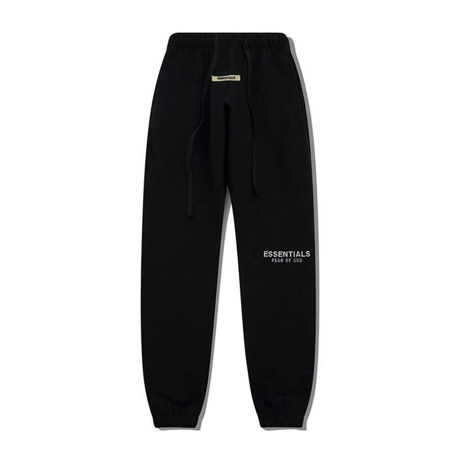 Low Saturation Color Wade, Multi-Line New Chest Letter LOGO Hooded Wade. - Black Pants - View 1