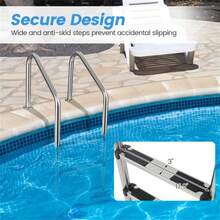 Stainless Steel Swimming Pool Ladder For Above Ground And In-Ground Pools, Durable And Rust-Resistant Pool Steps With Non-Slip Treads, Easy Climbing And Maintenance, Ideal For Backyard Pools, Garden Pools, Patio Pools, Summer Fun, Pool Parties, Water Activities, Outdoor Recreation, Family Gatherings, Pool Exercise, Seasonal Pool Setup, Stable And Reliable Support, Heavy-Duty Construction, Convenient Outdoor Use - A - View 9