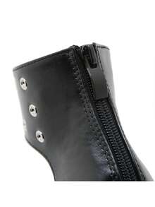 Summer Wide Fit Heeled Sandals Women Metal Rivet Punk Wedge Heels Platform Sandals Ankle Strap Ladies Cosplay Shoes With Zipper - Black - View 12