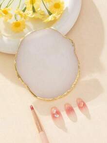 Resin Nail Art Palette, Faux Agate Display Board, Lightweight Round Nail Art Mixing Palette For Women, Pink,Nail Supplies,Nail Tools,Nail Art Tools,Back To School,Nails,Nail Tools For Press On Nails - White - 查看 2