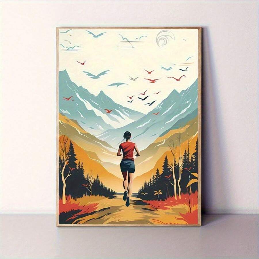 Póster 2D plano, 2D plano, 1 pieza, 30.48X40.64 cm, Trailrunner para aventureros - Arte de pared inspirador para amantes de la naturaleza con impresiones creativas en lienzo, perfecto para decorar paredes en hogares, dormitorios, cocinas, salas de estar, baños, hoteles, cafeterías - Sin marco - Ver 1