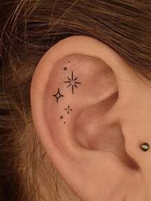 1pc Minimalist Delicate Line Design Waterproof Sweatproof Temporary Tattoo Sticker - Black - View 4