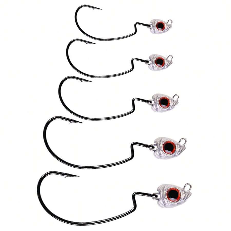 5 lưỡi câu mồi mềm, lưỡi câu kiểu Texas Rig cho cá vược đen, lưỡi câu mồi mềm dùng cho cả nước mặn và nước ngọt.