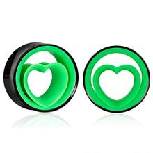 2件装闪亮情人节礼物不锈钢耳扩，可爱双色心形耳洞穿刺饰品女士派对耳环 - style-3 - 查看 32