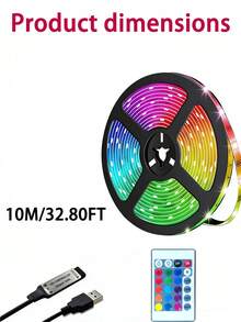 1 Roll 5V RGB Multi-Color Temperature LED Light Strip, Suitable For Bedroom, Kitchen, Living Room, Bathroom, Party, Wardrobe, Length: 1m/3.28ft, 3 Meters/9.84ft, 5m/16.4ft, 10m/32.8ft, 15m/49.21ft, Smart LED Strip Light With Remote Control, RGB Color Changing Function, Ideal For Room Decor, Party, Kitchen - Colored Light - View 14