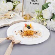50/25/12pcs Pure White Plate Set, Includes 7.5-Inch Dessert Plates And 10.25-Inch Dinner Plates, Easy To Clean And Reusable, Suitable For Any Occasion. Whether You're Serving Salad, Barbecue, Appetizers Or Desserts, These Elegant Pure White Plates Can Meet All Your Needs. - White - View 8