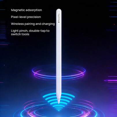  Apple Pencil, bút cảm ứng điện dung, bút cảm ứng từ tính, thích hợp để viết và vẽ trên iPad, độ chính xác đến từng pixel, ghép nối và sạc không dây, tương thích với các dòng iPad Pro/Air/mini.