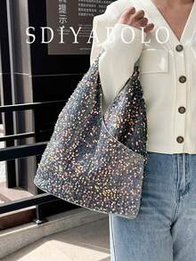 Túi đeo vai đính sequin mới năm 2026, túi xách thời trang, túi công sở đa năng dung tích lớn dành cho nữ, mùa xuân/hè. - Nhiều màu - Xem 2