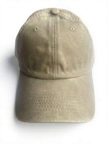 1件女款復古做舊高馬尾棒球帽，經典可調節遮陽帽，適合日常休閒穿搭、度假、派對與購物 - 彩色 - 查看 9