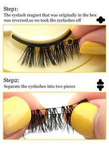 1 Pair Reusable Magnetic Eyelashes + 1 Eyelash Curler, Extended Winged Style 3D Faux Mink Lashes, Glue-Free For Daily And Work Use - Lông mi  mắt mèo - Xem 2