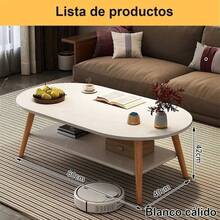 Mesa de Centro Moderna de Madera de Dos Niveles – Estilo Elegante para Sala de Estar - Blanco - Ver 10